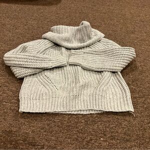 EUC! Pink Rose Women's M Light Gray Chunky Turtleneck Sweater LS